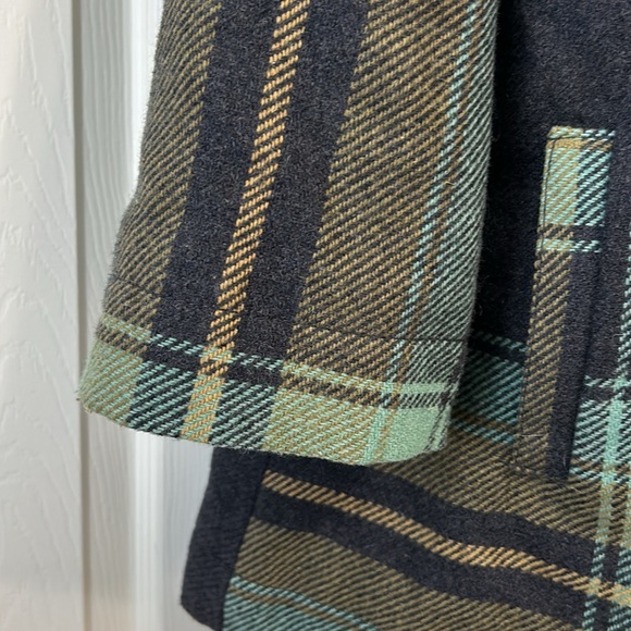 Mossimo Supply Hooded Pullover Jacket Wool Blend Plaid Toggle Buttons Womens - Picture 4 of 9